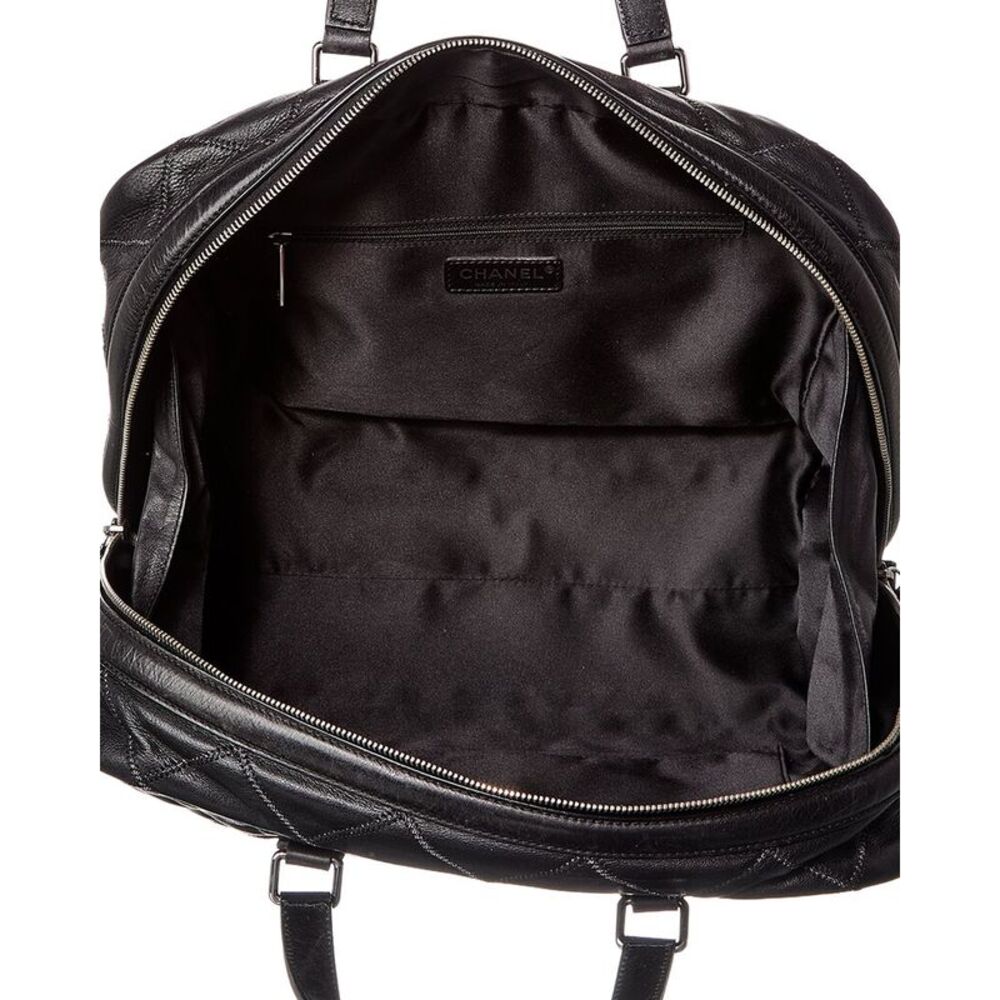 Chanel Black Calfskin Leather Stitched Bowling Bag (Authentic Pre-Loved) - Picture 4 of 4